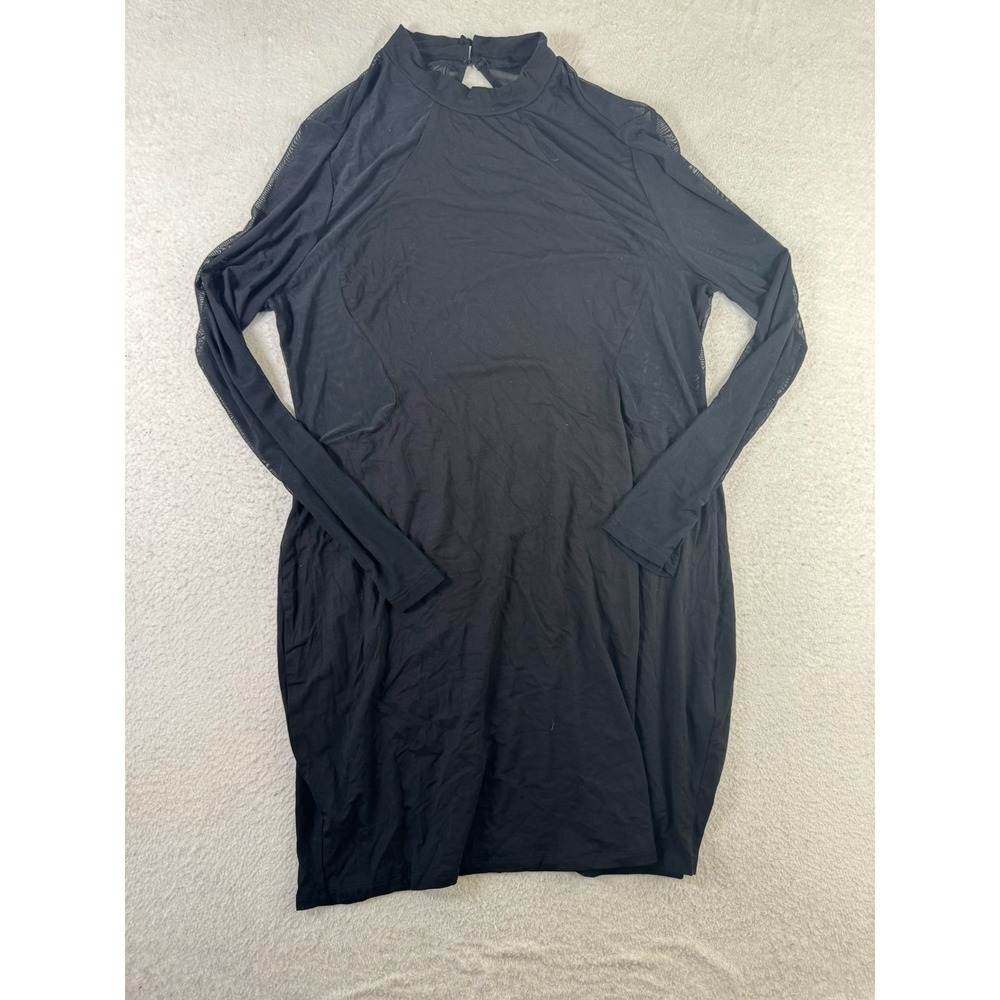 Shein Curve Mini Dress Womens 4XL Black Excellent Mesh Sleeve Mock Neck sw210817